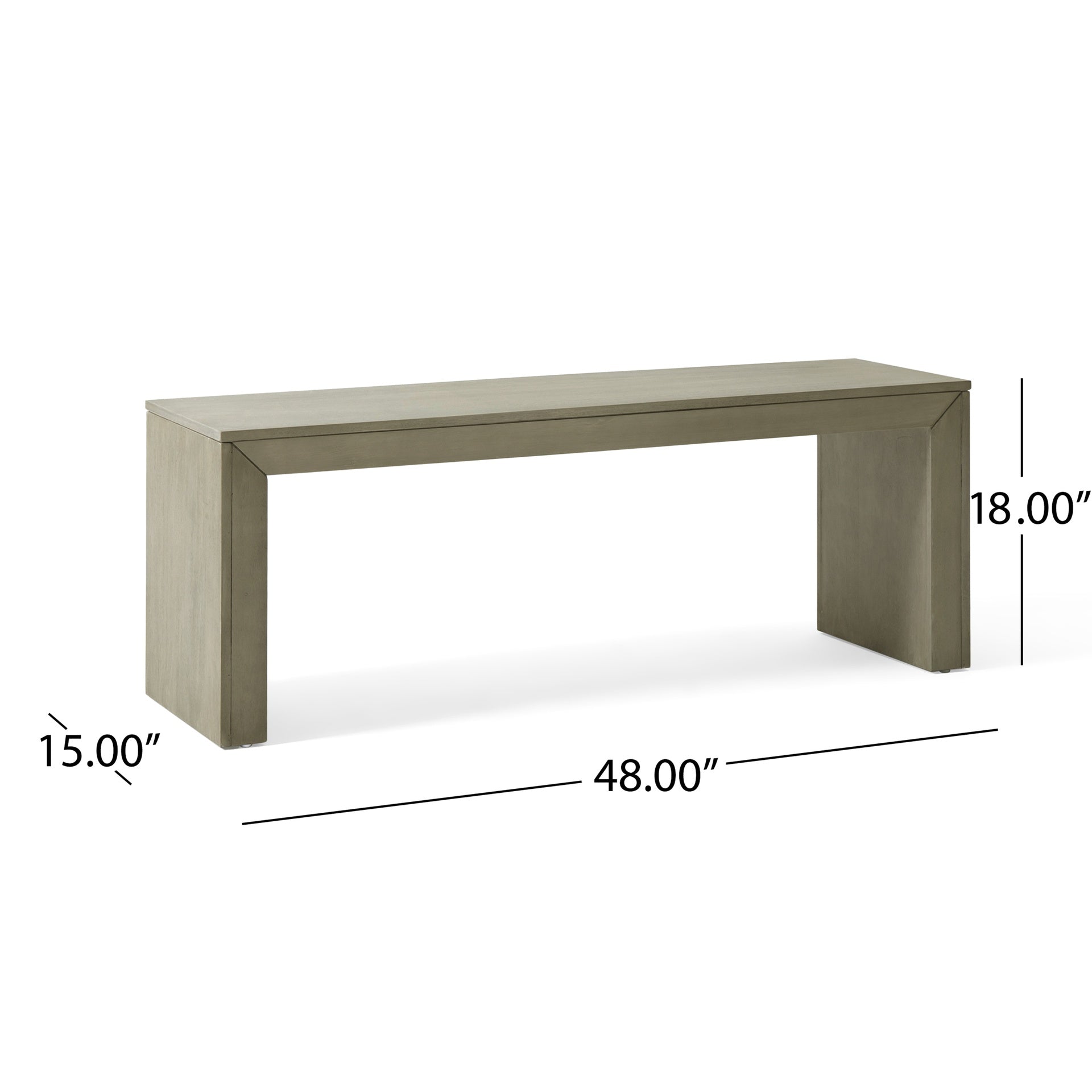 Acacia Wood Dining Bench, Light Gray Oak