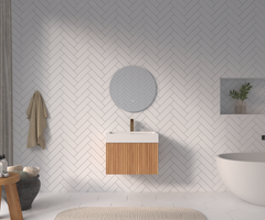 24" Bathroom Vanity with Sink,Wall Mounted Floating Bathroom Cabinet with Integrated Basin Plywood Finish Modern Minimalist Design for Compact Bathrooms Acacia Color