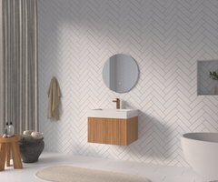 24" Bathroom Vanity with Sink,Wall Mounted Floating Bathroom Cabinet with Integrated Basin Plywood Finish Modern Minimalist Design for Compact Bathrooms Acacia Color