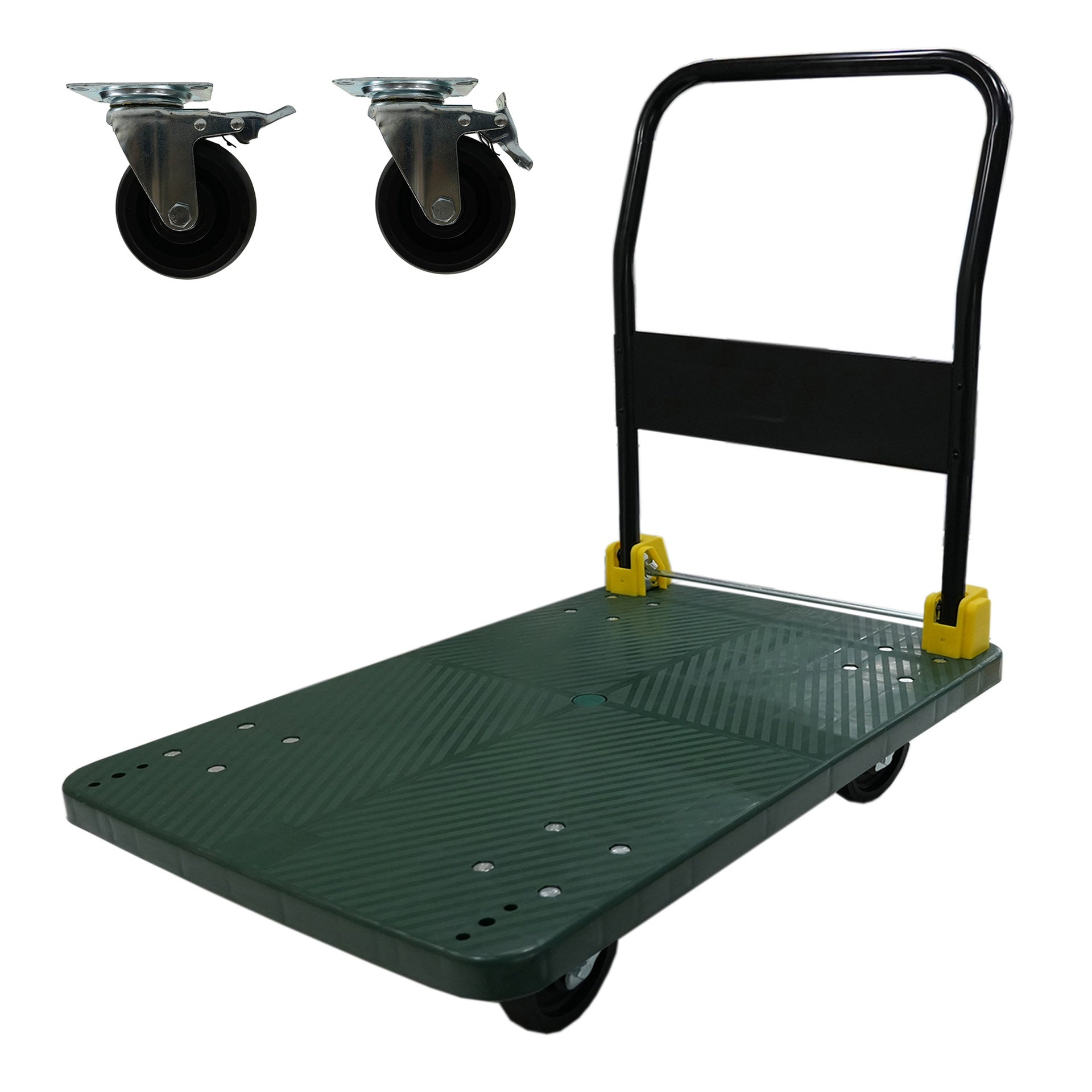Foldable Platform Push Hand Truck Cart, 880 lbs. Weight Capacity, 2 Swivel Brake Wheels