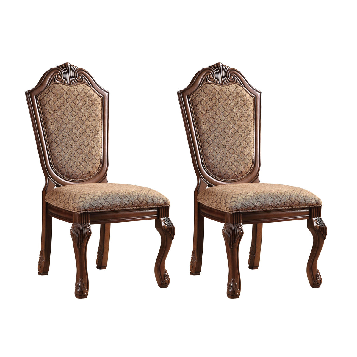 Beige and Cherry Solid Back Side Chairs (Set of 2)