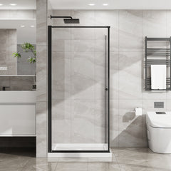 Goodyo Shower Enclosure Frameless 36 in.D x 36 in. W x 72 in. H, Corner Shower Door with 1/4 in. Clear Tempered Glass, Pivot Opening, Black Finish