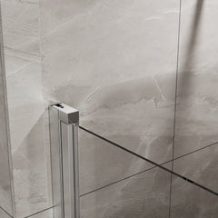 Goodyo 34"x72" Pivot Shower Door, 1/4 inch Thick Tempered Glass Swing Shower Door in Chrome Finish, Semi-Frameless Design