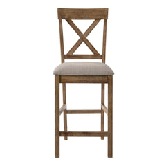Tan and Weathered Oak Counter Height Stools with Cross Back (Set of 2)