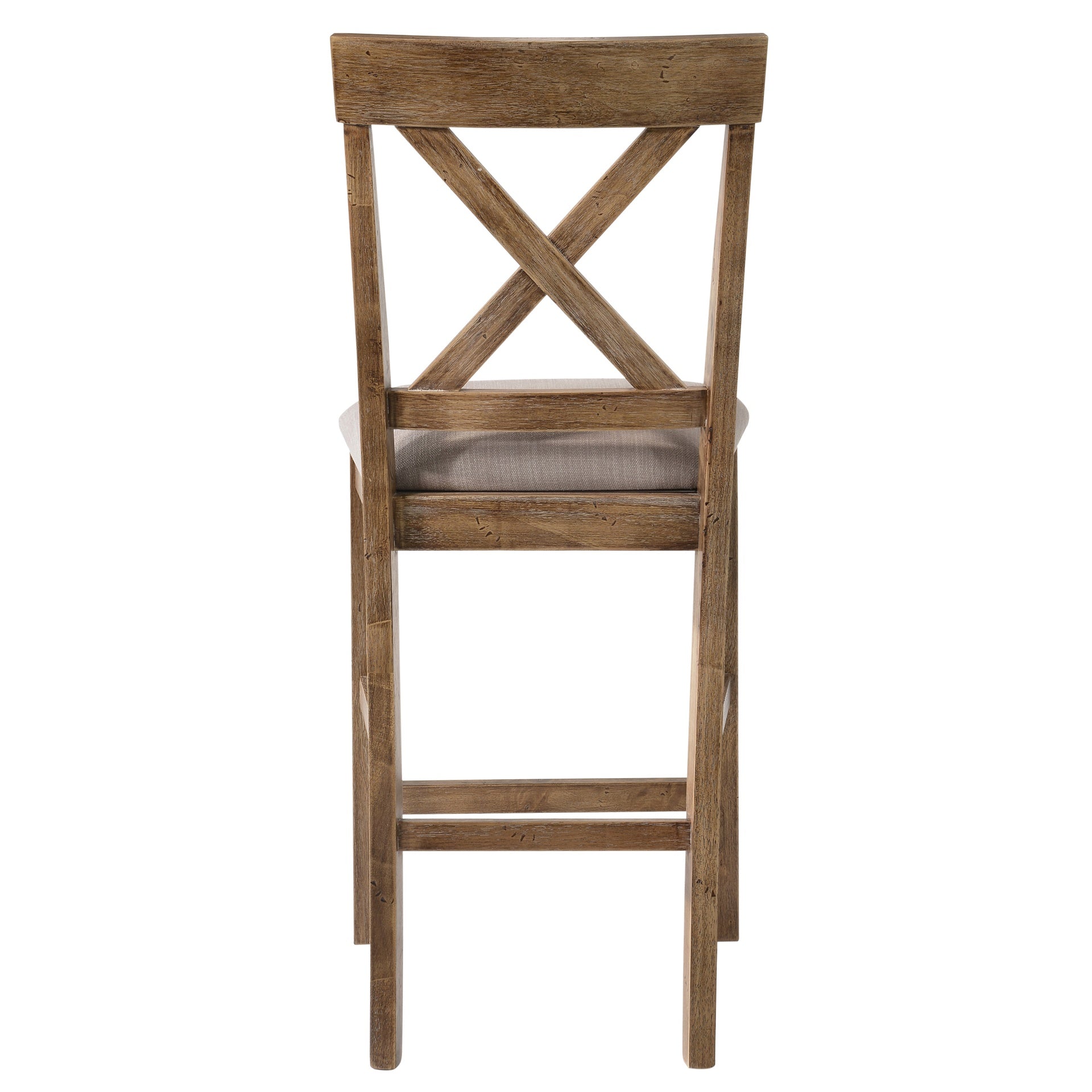 Tan and Weathered Oak Counter Height Stools with Cross Back (Set of 2)