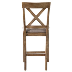 Tan and Weathered Oak Counter Height Stools with Cross Back (Set of 2)