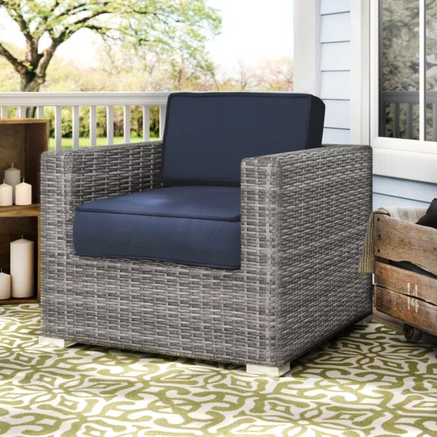 wicker club chair  GREY