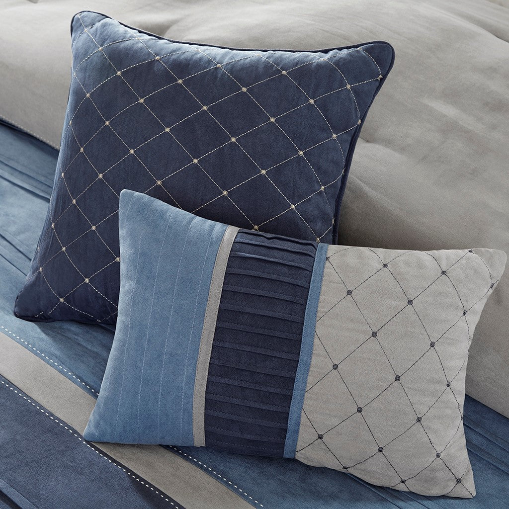 7 Piece Microsuede Comforter Set Navy King