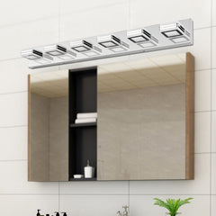 39" Modern Chrome 6-Light LED Vanity Light, Square Acrylic Lampshades Wall Mount Fixture for Bathroom, Mirror Lighting