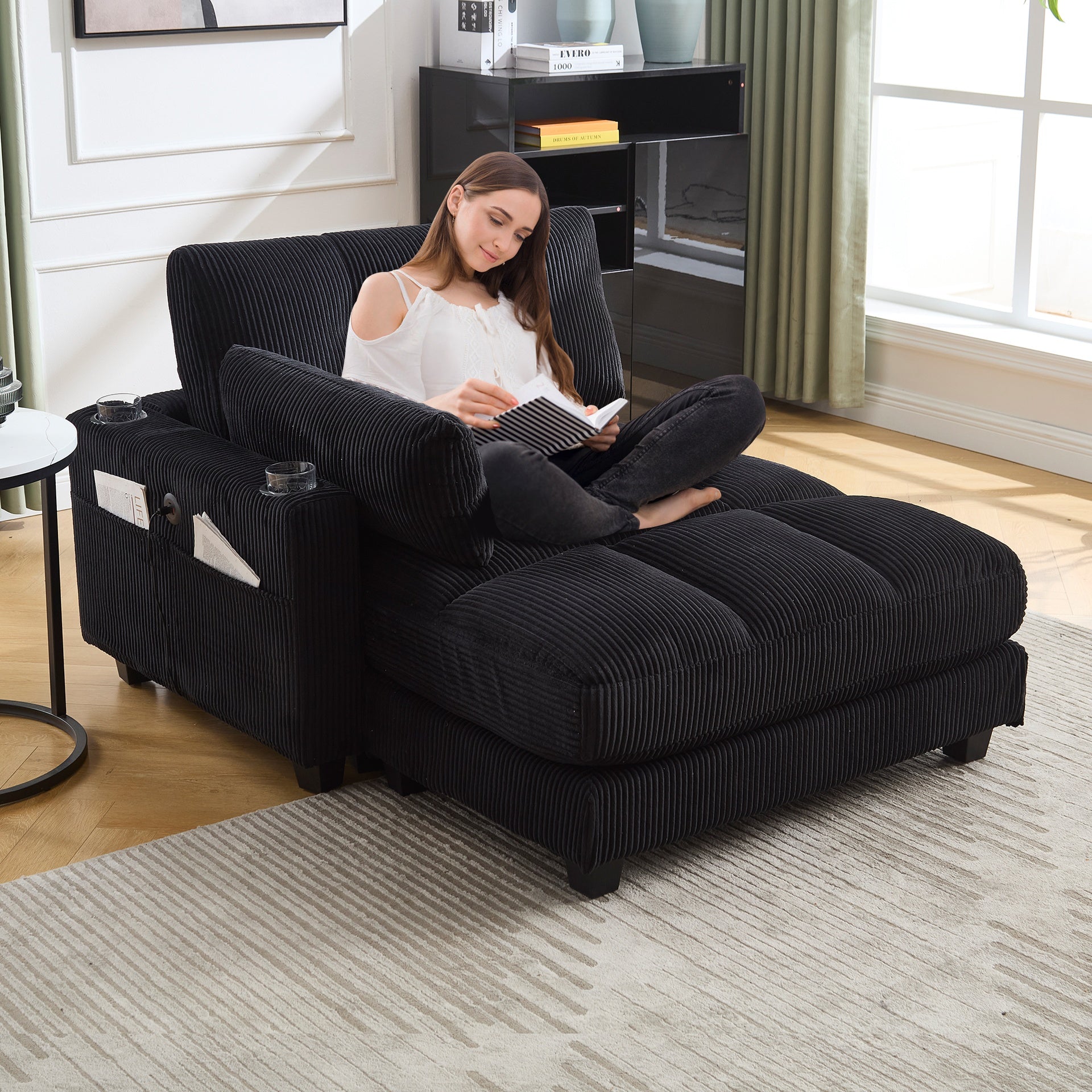 UNITED WE WIN Sleeper Sofa Couch Bed,Oversized Chaise Lounge Chair Cozy Cloud Couch