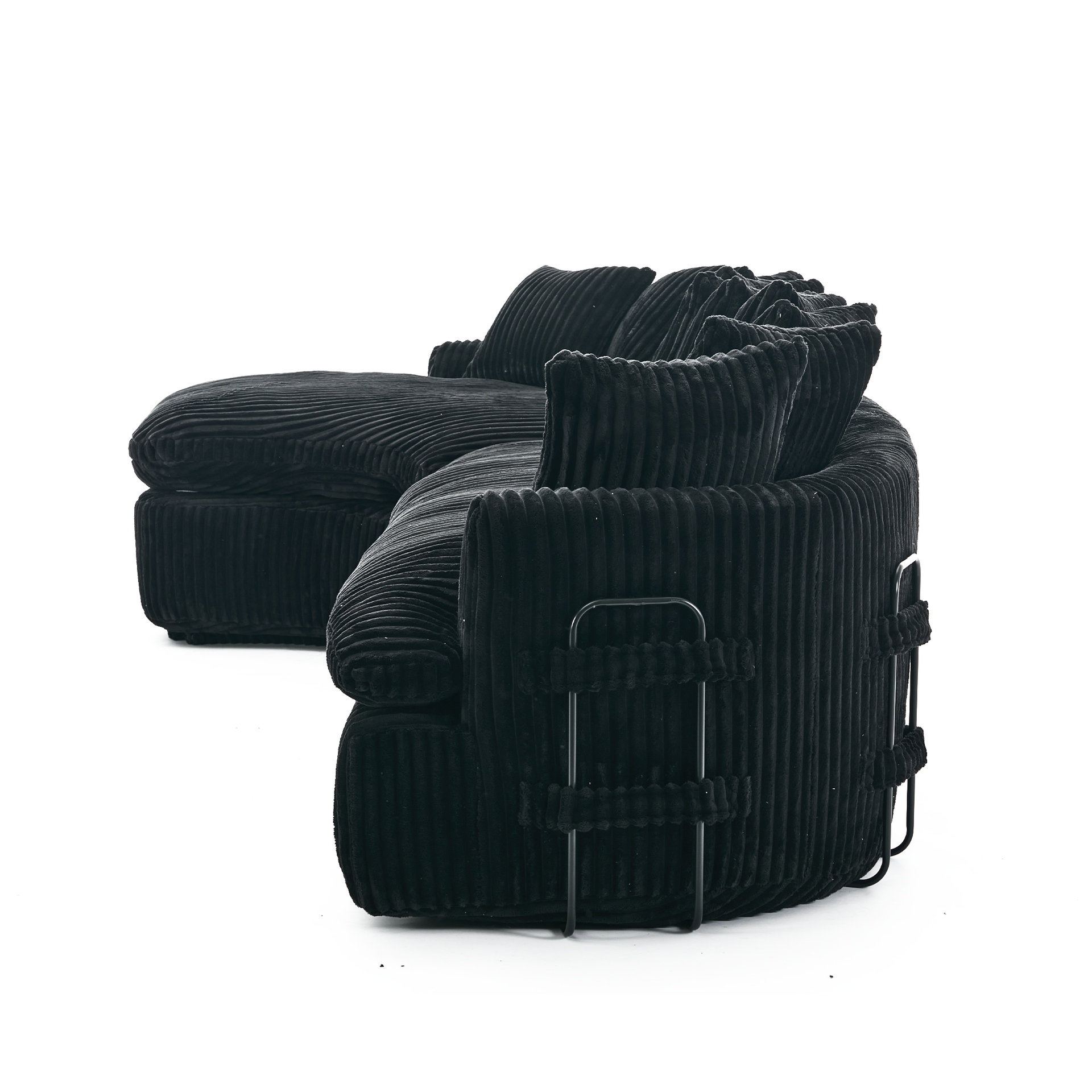 [NEW ARRIVED] [VIDEO PROVIDED]   127''  Large Sectional Sofa ,Elegant Curved Design ,High-Resilience Foam ,Ten Back Cushions,L-Shape Left Sofa,No Assembly  Required , (Black
-Soft Corduroy Fabric)