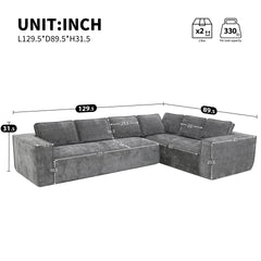[VIDEO+New]129.5" Minimalist Style Modular Sectional Sofa,6 Seat Wrinkle-resistant Chenille Couch Set,2 PC Free Combination,Modern L-Shaped Cloud Sofa Set for Living Room,No Assembly Require,3 Colors