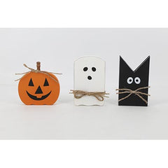 Set of 3 Halloween Holiday Table Decor, White: 4.8x8"  Black: 4.5x8"  Orange: 6.7x7"