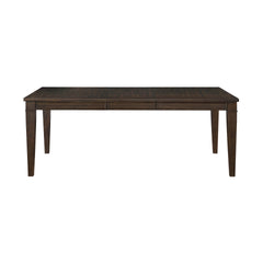 Dark Brown Finish 5pc Dining Set Expandable Table and 4x Side Chairs Beige Fabric Upholstered Seat Classic Look Dining Wooden Furniture