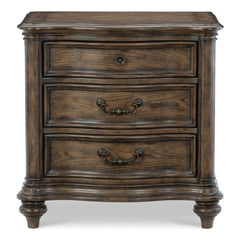 Traditional Nightstand of 3 Drawers Brown Oak Finish 1pc Bedside Table Wooden Formal Bedroom Furniture Decorative Drawer Pulls