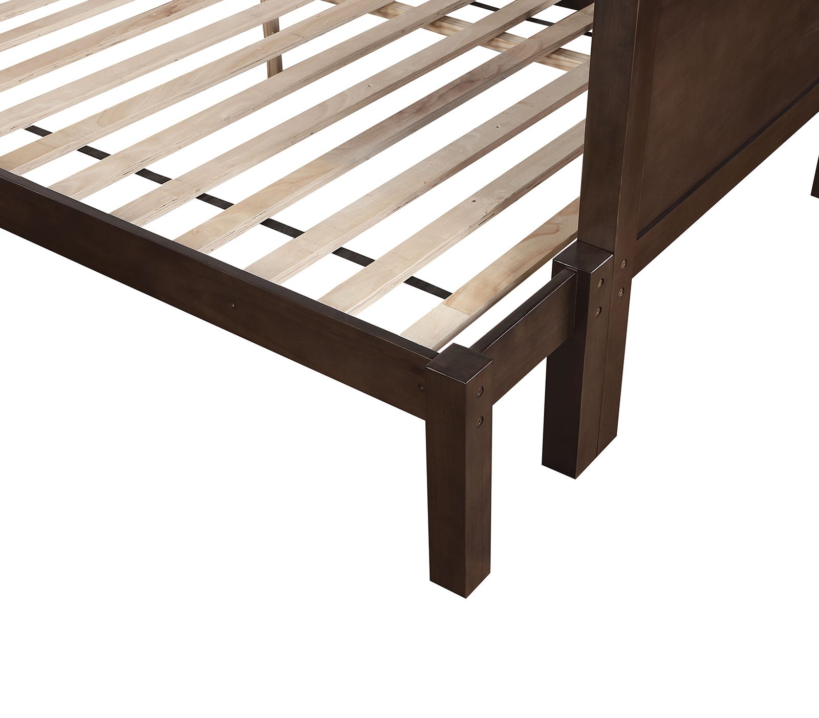 Transitional Style Twin Over Full Bunk Bed With Footboard Ladder, Walnut
