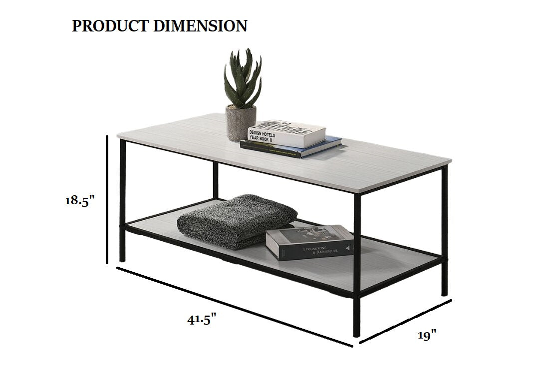 White Finish Rustic Style 3pc Table Set 1x Coffee Table 2x End Table Minimalist Style Two Layered Storage Space Primary Living Room