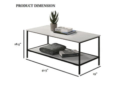 White Finish Rustic Style 3pc Table Set 1x Coffee Table 2x End Table Minimalist Style Two Layered Storage Space Primary Living Room