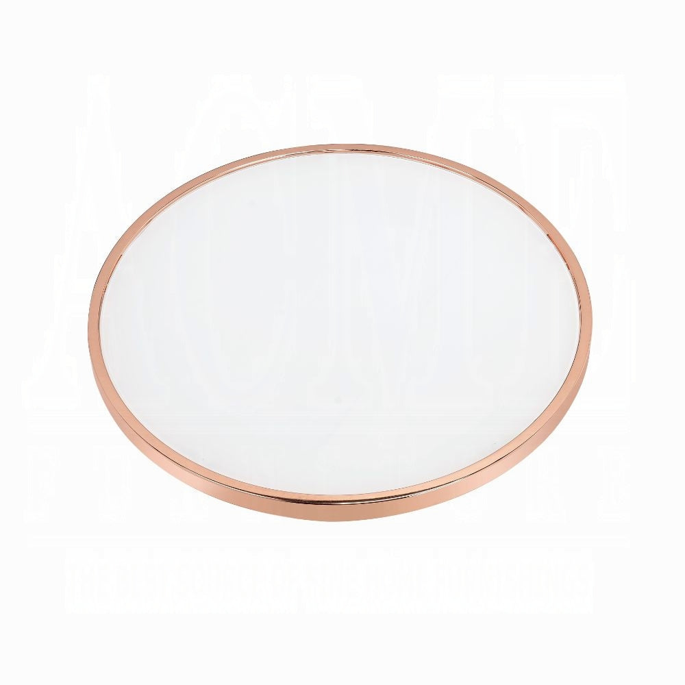 Rose Gold Finish Coffee Table Round Frosted Glass Top Modern Living Room Furniture 1pc Classy Occasional Table