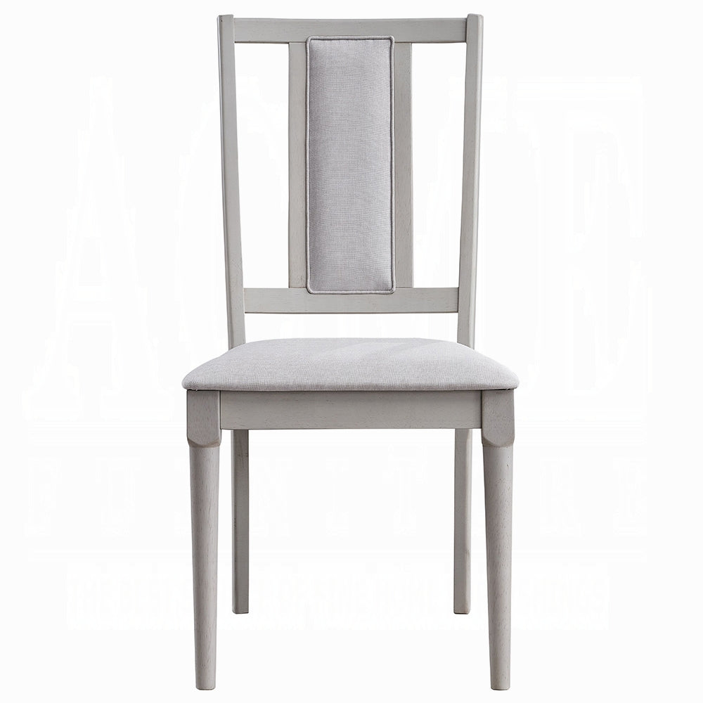 Elegant Gray Finish Contemporary Dining Chars Set of 2 Wooden Upholstered Seat Modern Dining Room Furniture