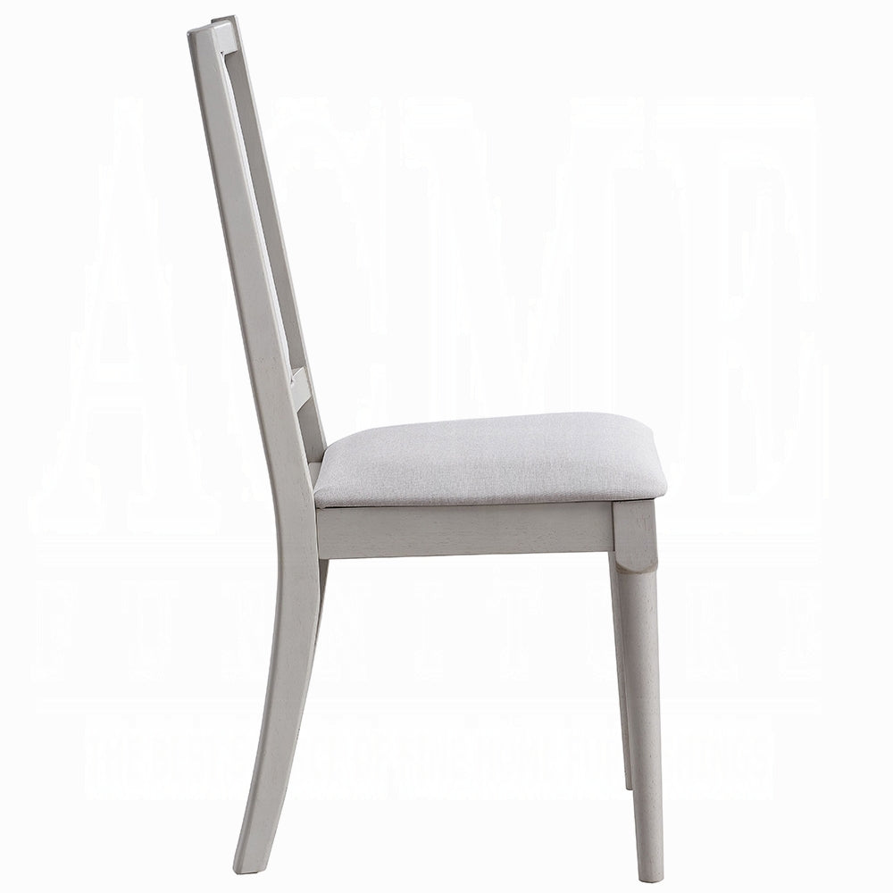 Elegant Gray Finish Contemporary Dining Chars Set of 2 Wooden Upholstered Seat Modern Dining Room Furniture