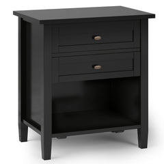Warm Shaker Solid Wood 24 inch Wide Transitional Nightstand in Black