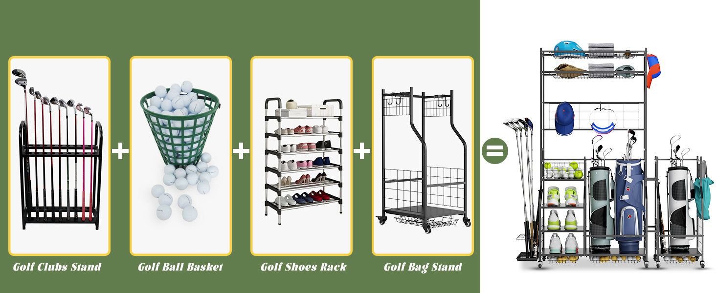 Golf Bag Storage Garage Organizer,Golf Club Bag Storage Rack for Garage, Extra Storage Rack for Golf Clubs,Golf Bag Organizer Fit for Garage,Shed,Basement