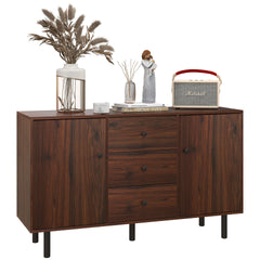 HOMCOM Sideboard Buffet Cabinet, Kitchen Cabinet with 2 Cupboards, 3 Drawers and Adjustable Shelves, Coffee Bar Cabinet for Living Room, Entryway, Rustic Brown