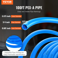 PEX Pipe 3/4 Inch, 100 Feet Length PEX-A Flexible Pipe Tubing for Potable Water, Pex Water Lines for Hot/Cold Water & Easily Restore, Plumbing Applications with Free Cutter,Blue