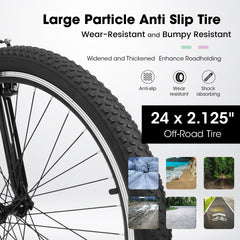 A24208D Mountain Bike 24/26 Inch, High-Density Carbon Steel Frame, 21 Speed, Front Suspension, Dual V-Brakes, 80% Pre-Assembled for Men Women Teens