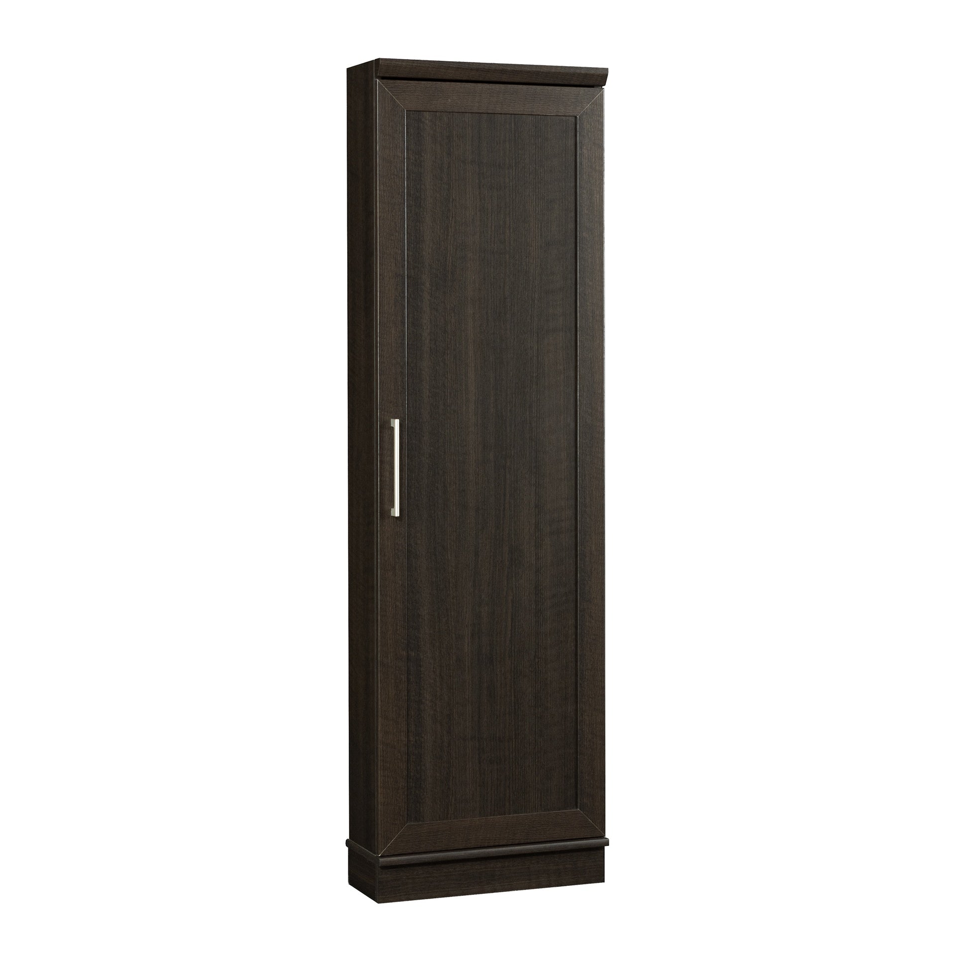 Contemporary Corner Storage Cabinet with 5 Shelves, Brown finish