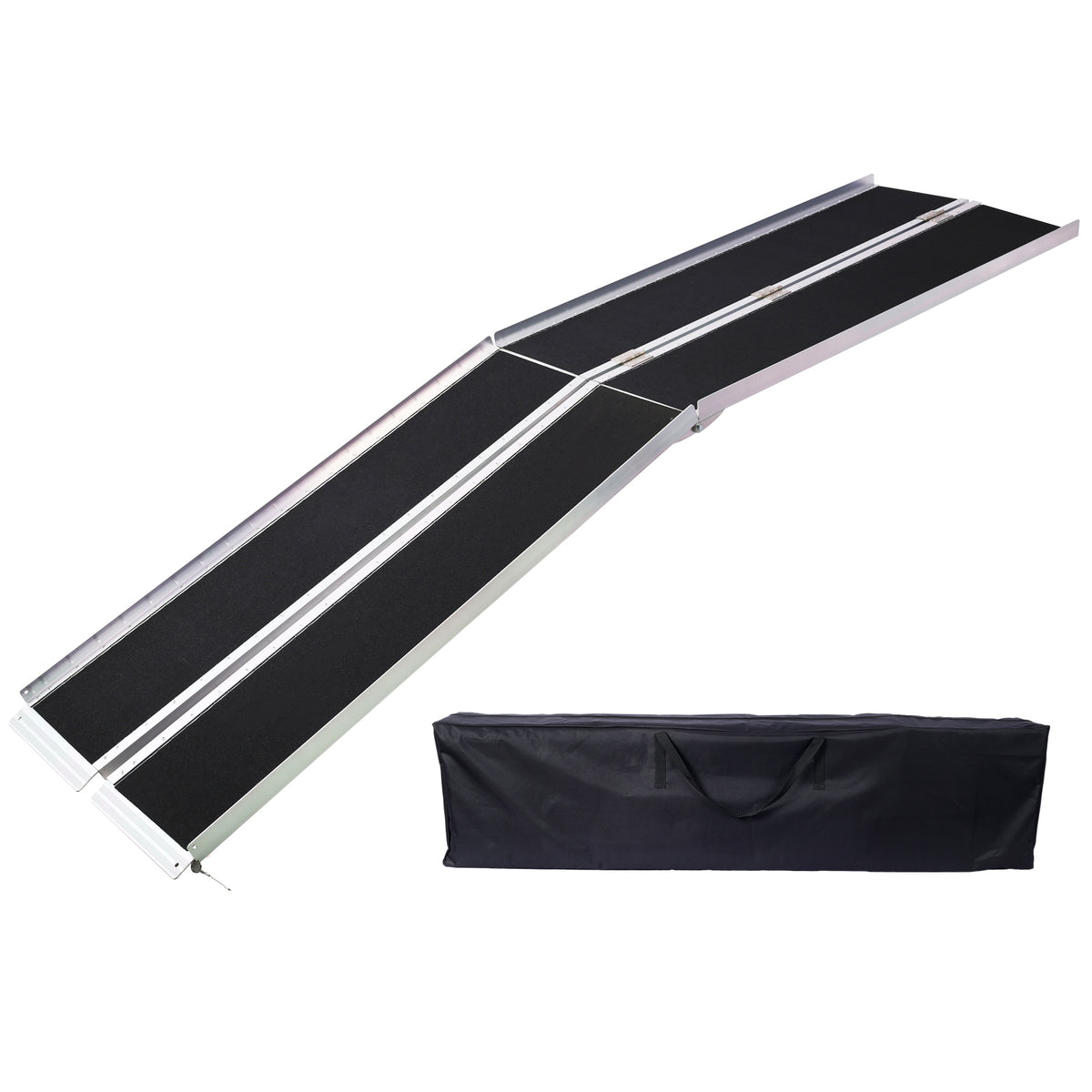 wheel chair ramp 10ft ,aluminium threhold ramp,Portable and Foldable, 600 Pound Capacity, Non-Skid Surface, Two Separate Pieces, for Home, Steps, Stairs, Doorways with bag