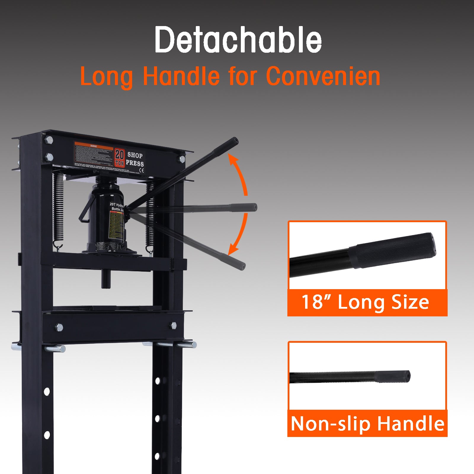 20 Ton Bottle Jack Shop Press, Bend, Straighten, or Press Parts, Install Bearings, U-Joints, Bushings, Ball Joints, and Pulleys,black