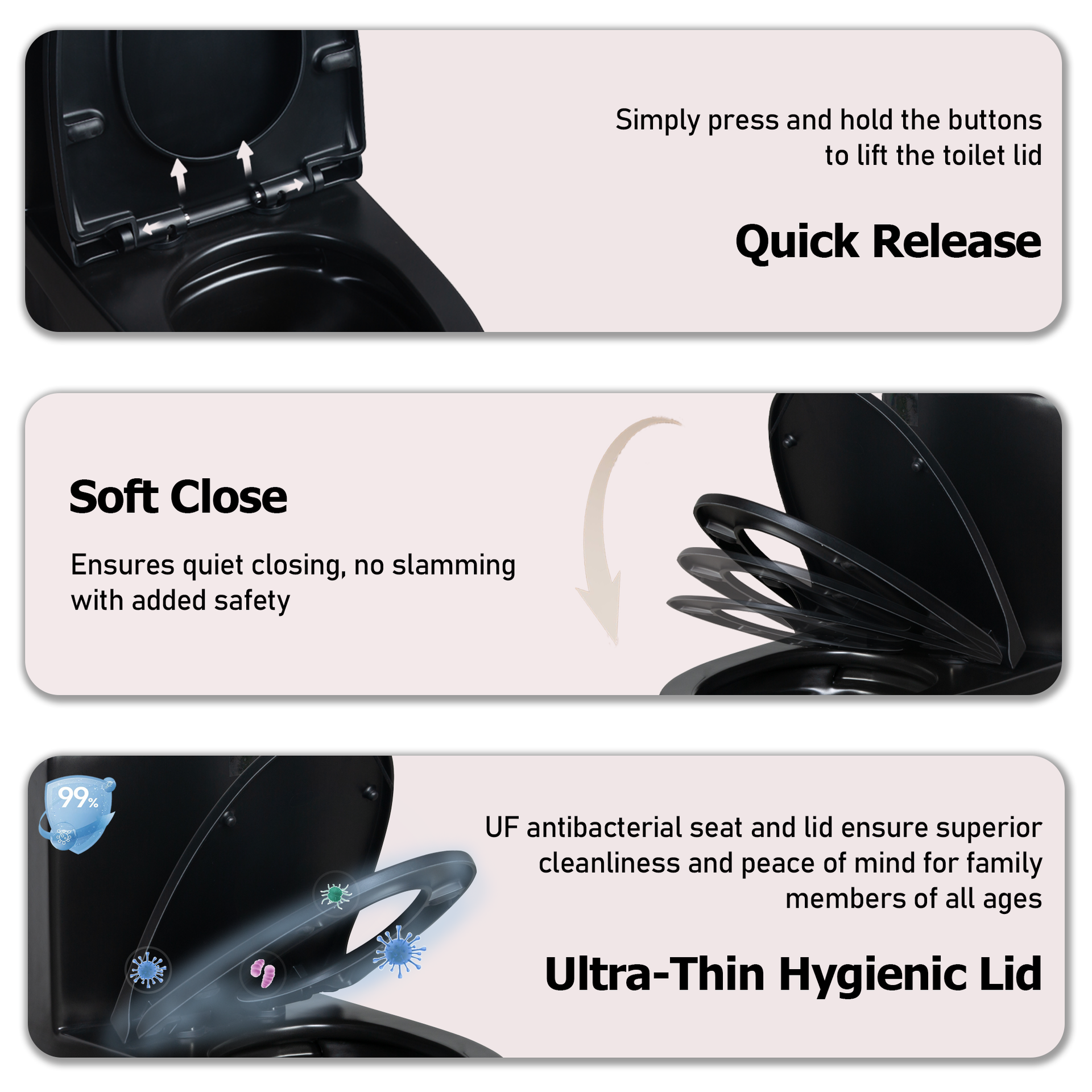 1.1/1.60 GPF Dual-Flush One Piece Toilet, Water-Saving Elongated Comfort Height Floor Mounted, Soft Close Seat, 1000 Gram Map Flushing Score Toilet, Matte Black GF-24T01-MB