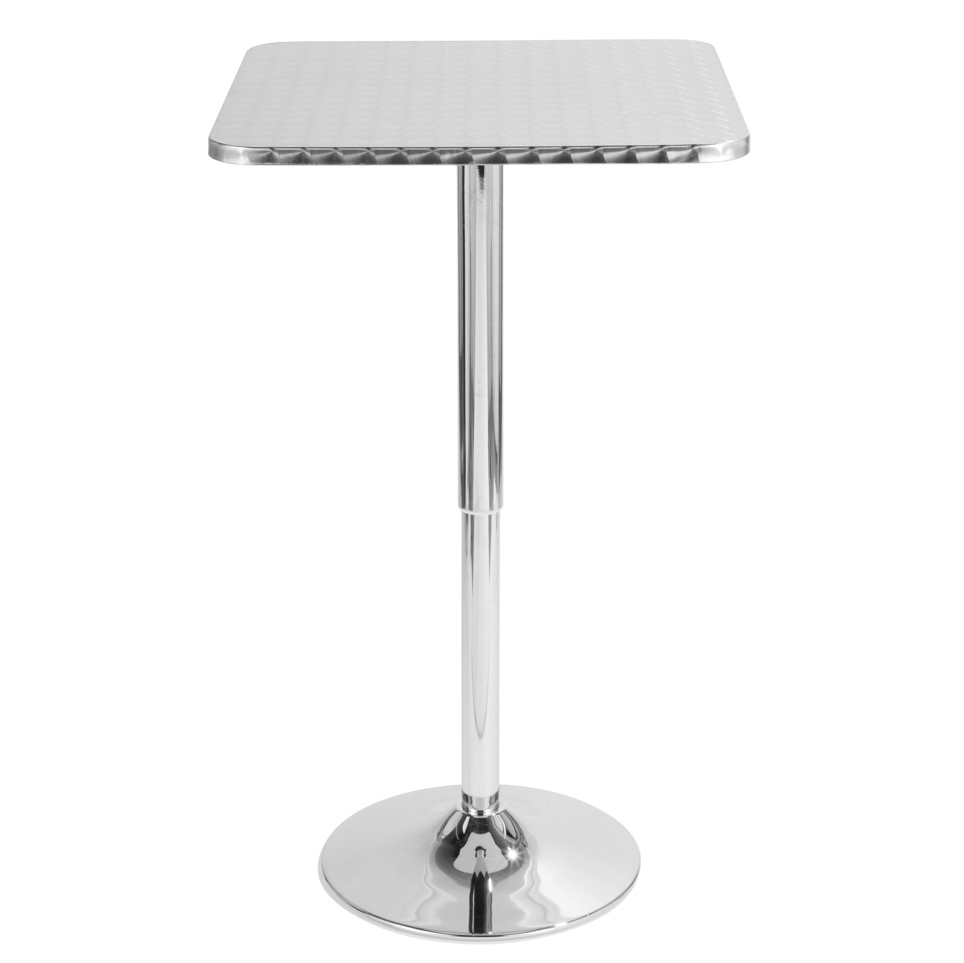 Bistro Contemporary Adjustable Square Bar Table in Silver by LumiSource