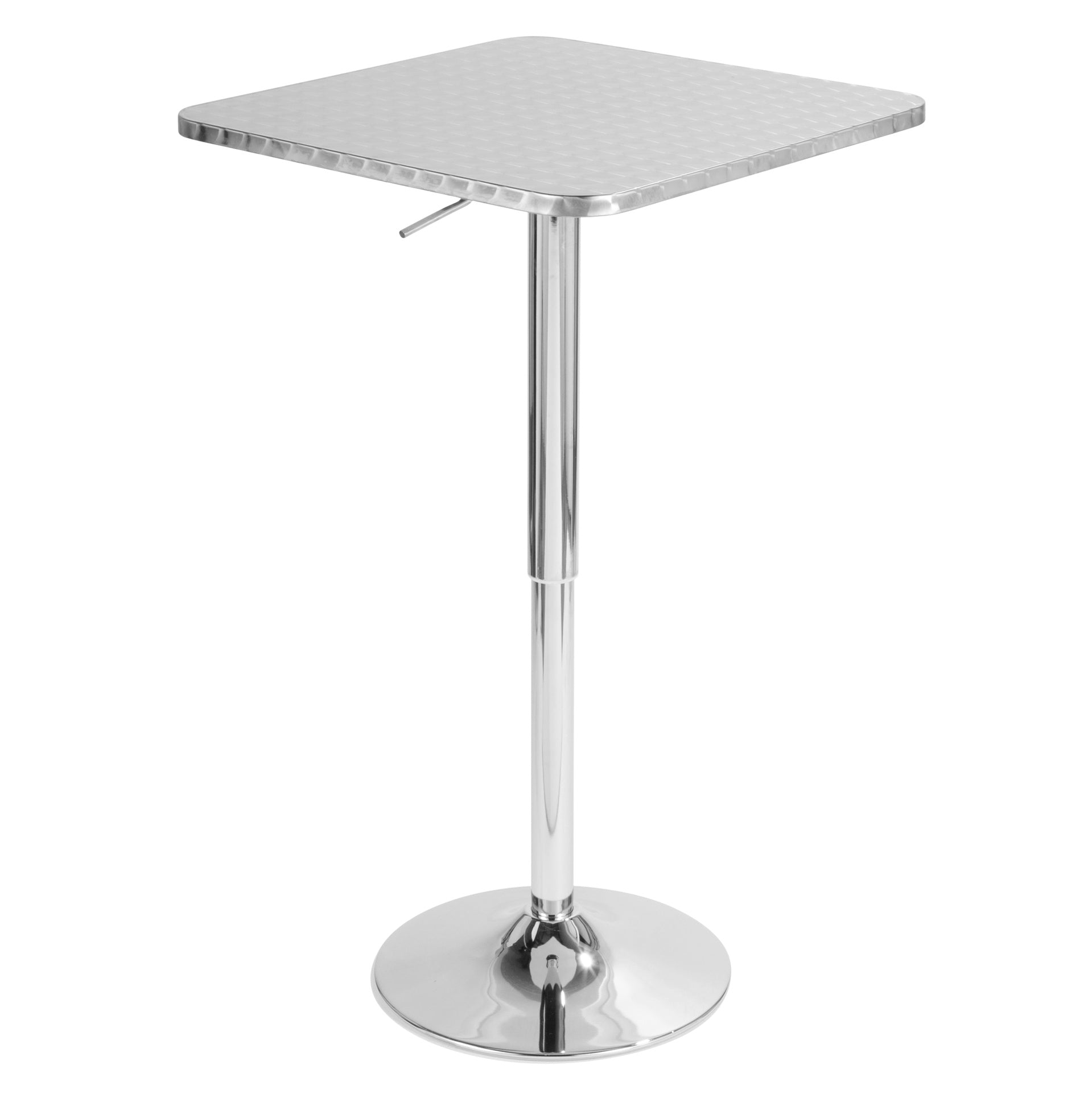 Bistro Contemporary Adjustable Square Bar Table in Silver by LumiSource