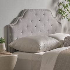 Tufted Upholstered Headboard Queen Size, Solid Wood Head Board with Durable Metal Legs, Adjustable Height Queen headboard with Nailhead Trim,fabric Headboard in Modern Button Tuffted Design