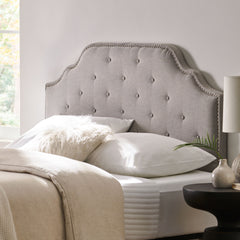 Tufted Upholstered Headboard Queen Size, Solid Wood Head Board with Durable Metal Legs, Adjustable Height Queen headboard with Nailhead Trim,fabric Headboard in Modern Button Tuffted Design