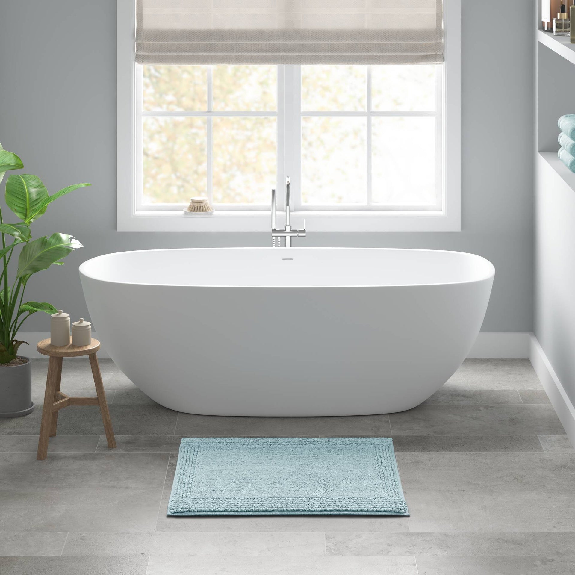 1 PCS 20x30" 100% Cotton Tufted 3000 GSM Reversible Bath Rug Blue