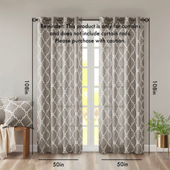 Fretwork Print Grommet Top Window Curtain Panel(Only 1 Pc Panel)