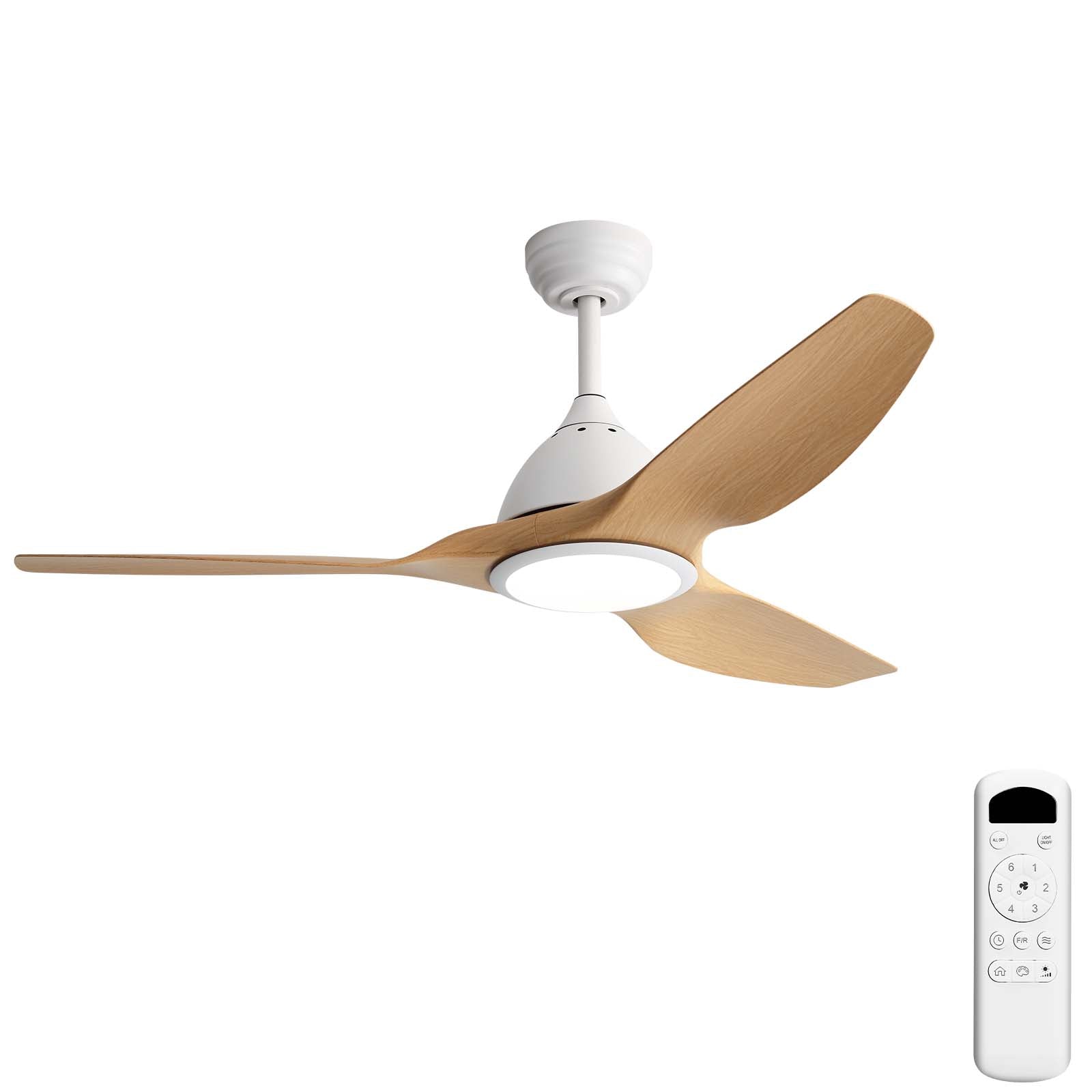 52 Inch Ceiling Fan with Light 22W 3 Color Dimmable LED Memory Function Ultra Quiet Reversible DC Motor 1H 4H 8H Timer for Large Rooms