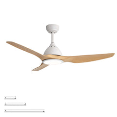 52 Inch Ceiling Fan with Light 22W 3 Color Dimmable LED Memory Function Ultra Quiet Reversible DC Motor 1H 4H 8H Timer for Large Rooms
