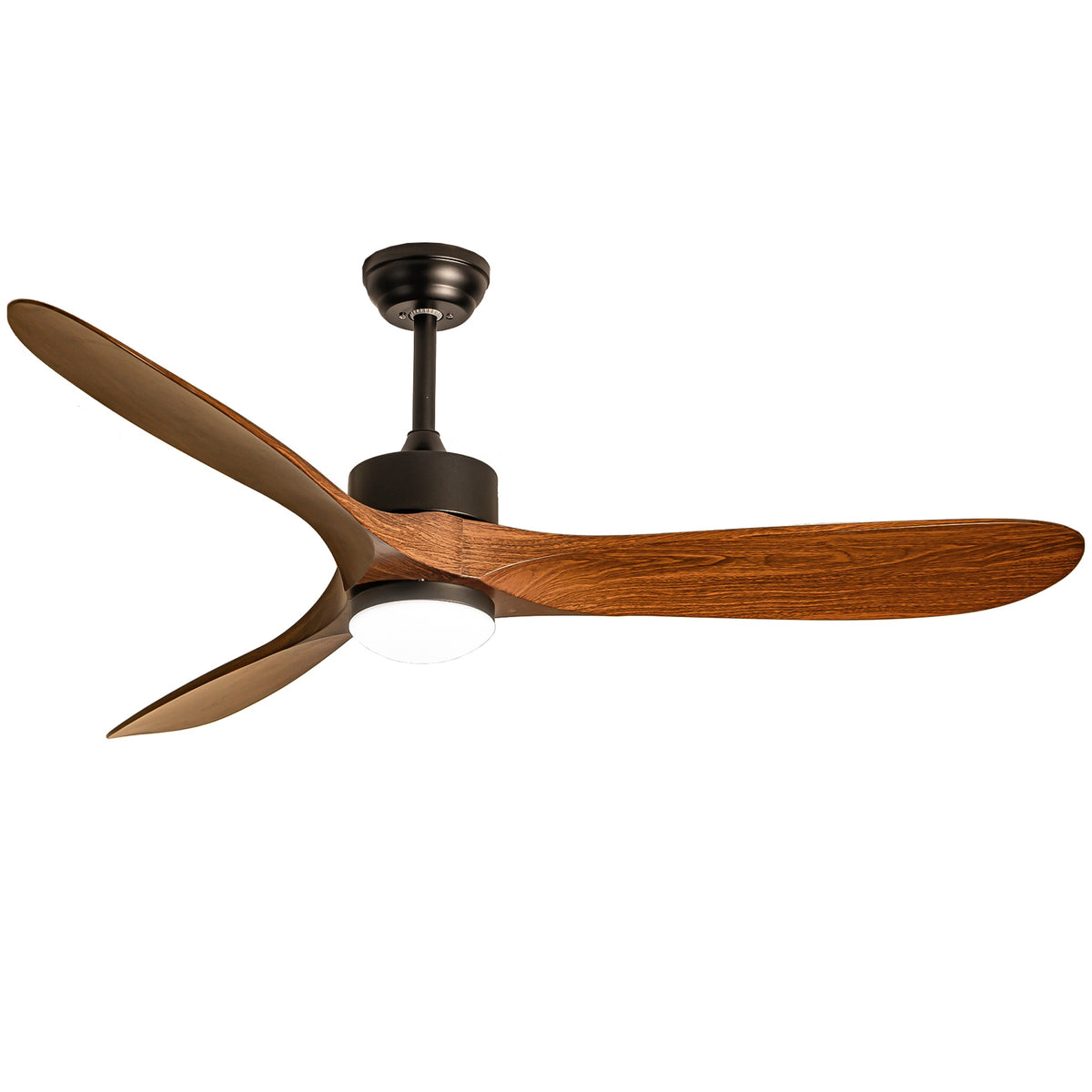 60" Ceiling Fan with LED Light Remote Control,Quiet DC Motor 6 Speed Levels,Adjust Height( 2 PCS Rod) Reversible Ceiling Fan, for Patio Living Room, Bedroom, Office,Indoor.(Matte Black +Wood)