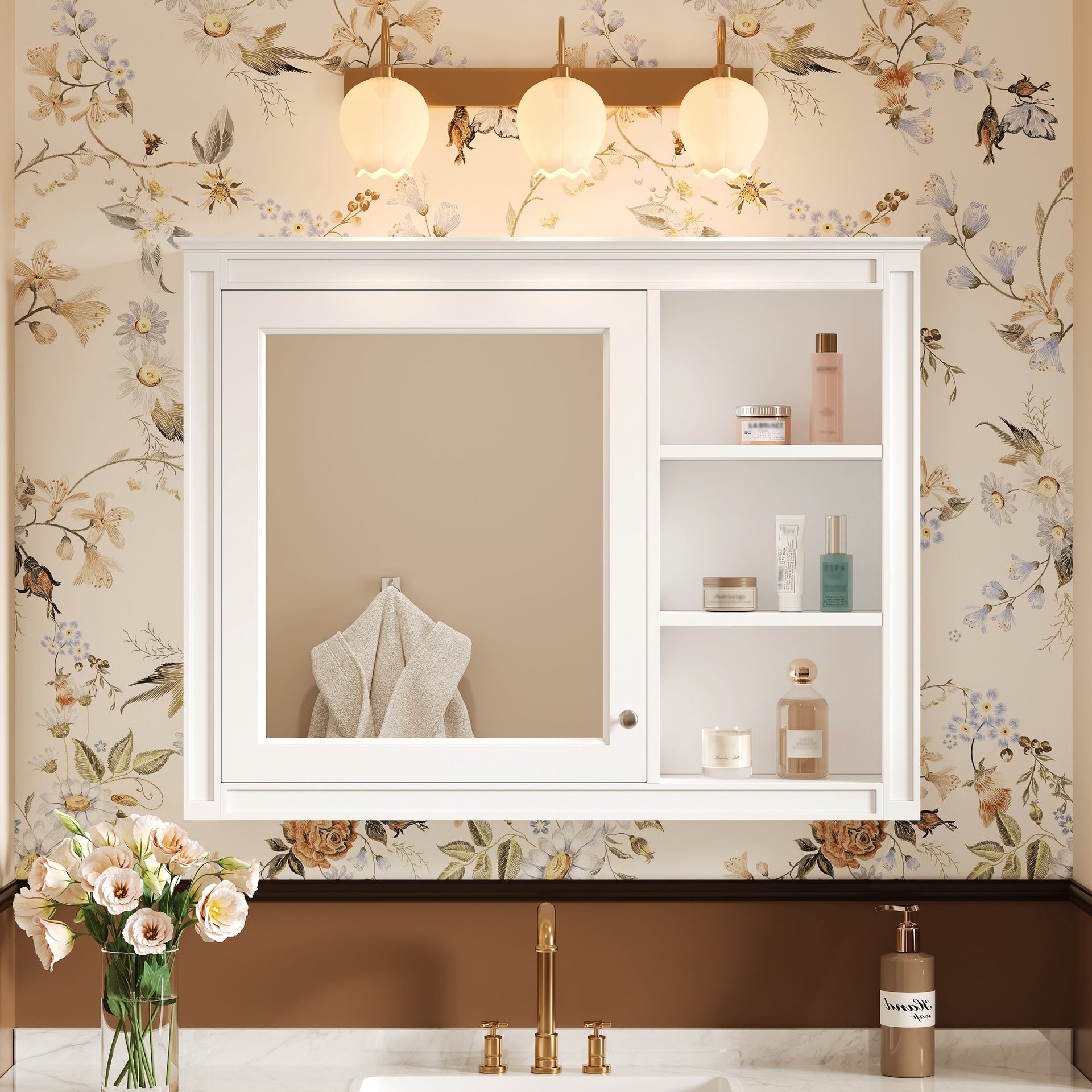 36'' x 28'' Medicine Cabinet, Wall Mounted Bathroom Storage Cabinet, Modern Bathroom Wall Cabinet with Mirror,Medicine Cabinet,  Mirror Cabinet with 1 adjustable Shelf