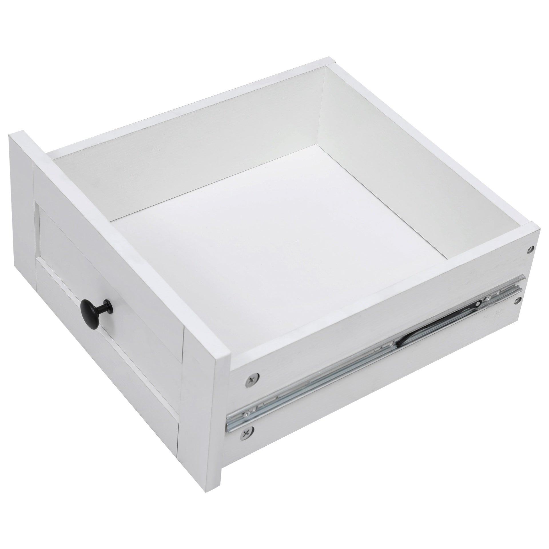K&K 46.5'' Farmhouse Kitchen Island with Drape of Beads, Power Outlet, Rolling Kitchen Cart on Wheels with Drop Leaf, 3 Doors , 3 Drawers and Internal Iron Shelf, for Kitchen, Dining Room, White