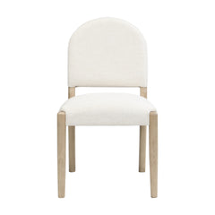 Dining Chairs with Back Mid Century Fabric Upholstered Armless Dining Room Side Chairs Set of 2-Light Ash+Beige