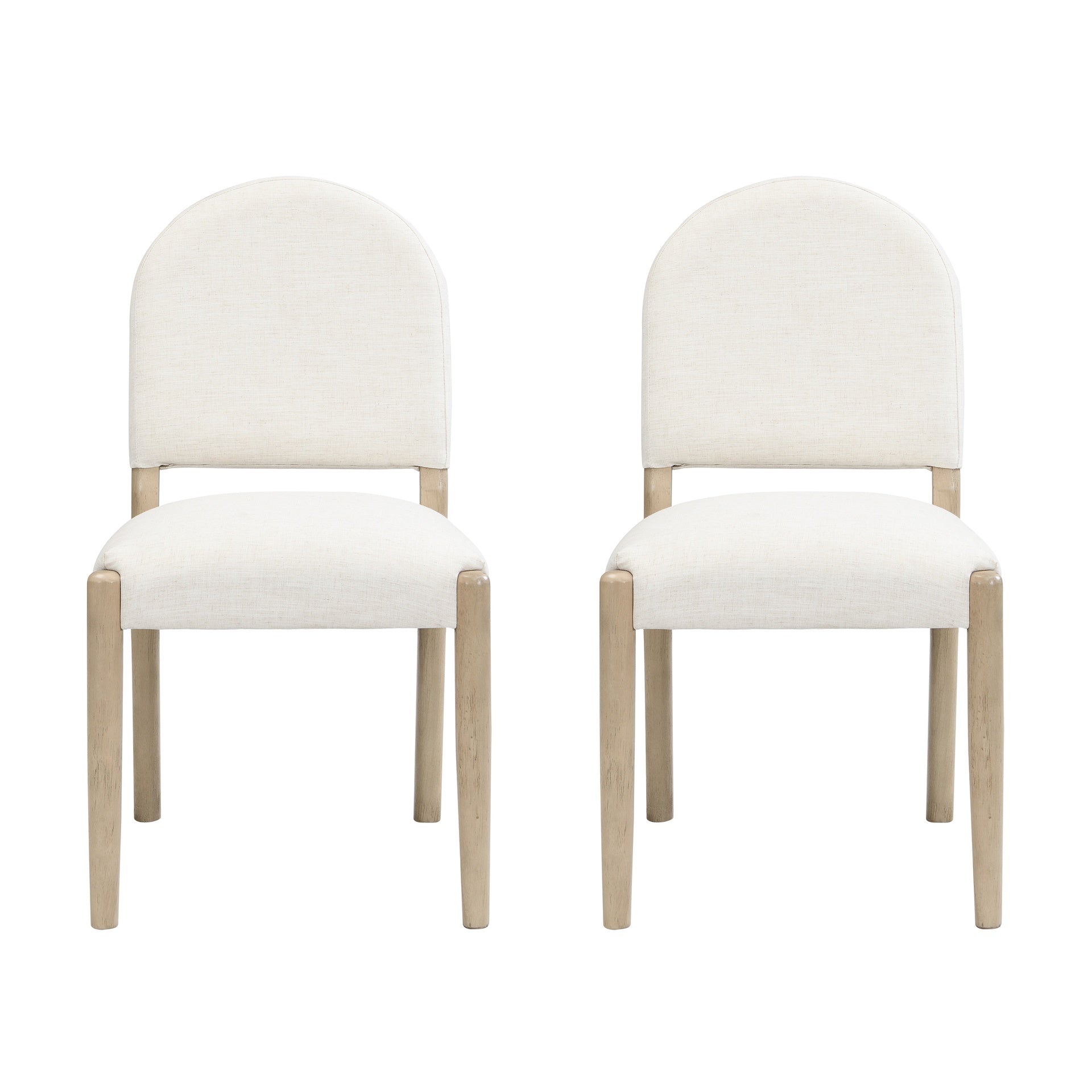 Dining Chairs with Back Mid Century Fabric Upholstered Armless Dining Room Side Chairs Set of 2-Light Ash+Beige