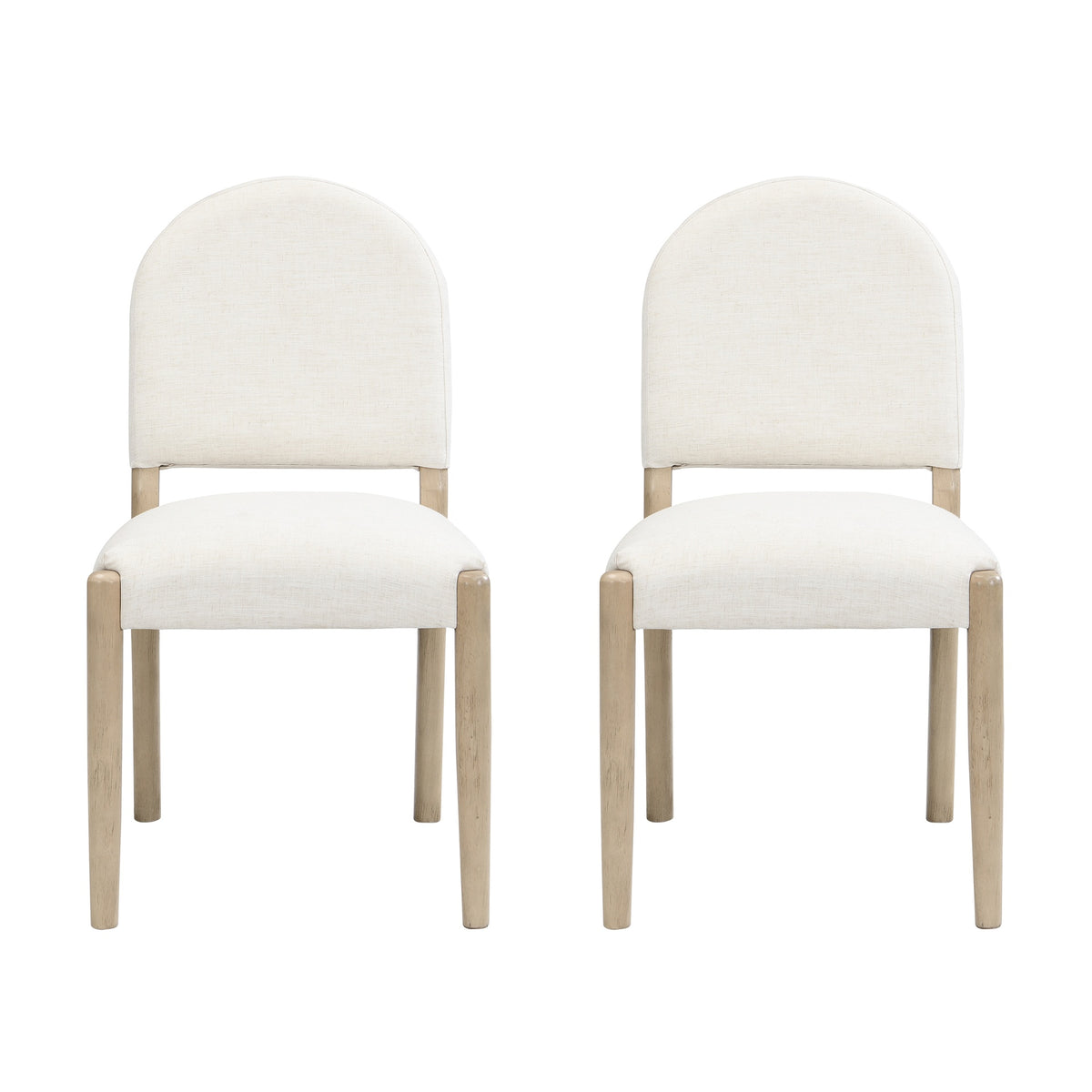 Dining Chairs with Back Mid Century Fabric Upholstered Armless Dining Room Side Chairs Set of 2-Light Ash+Beige