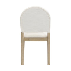 Dining Chairs with Back Mid Century Fabric Upholstered Armless Dining Room Side Chairs Set of 2-Light Ash+Beige