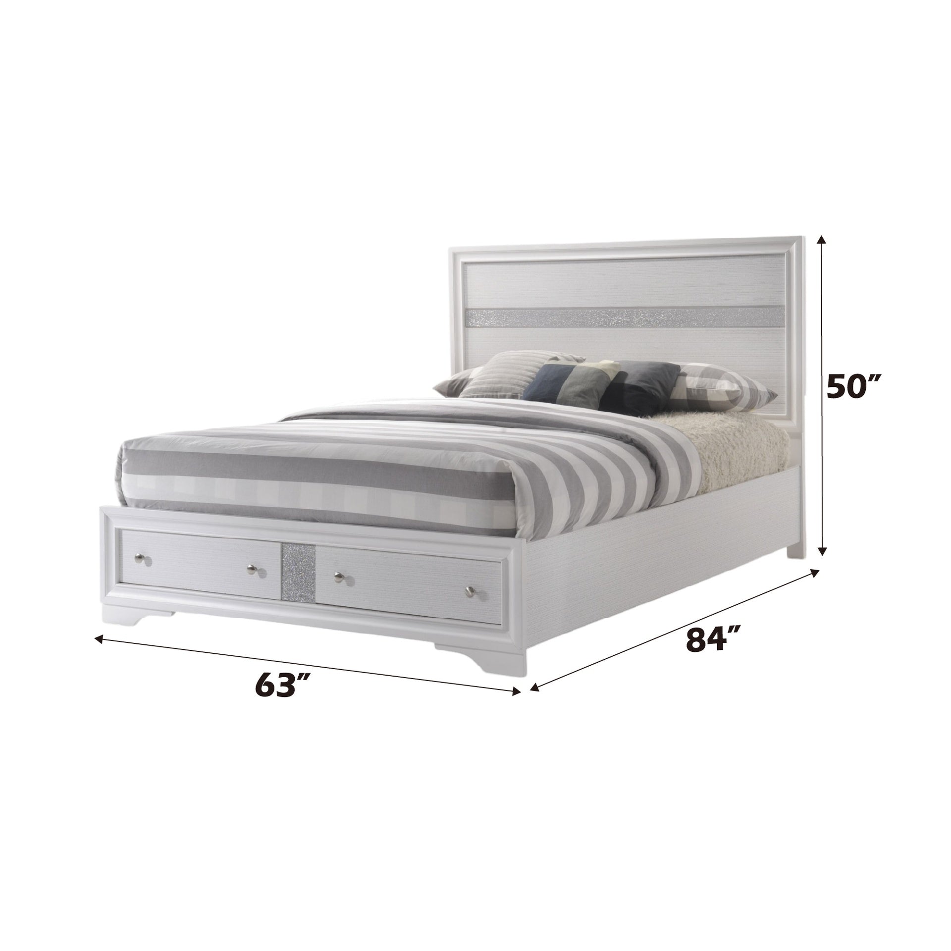 Naima White Finish Queen Bed W/Storage